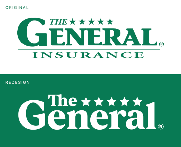 The General logo before and after the redesign
