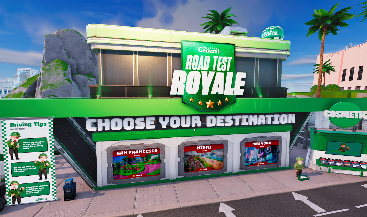 Road Test Royale destination selection hub