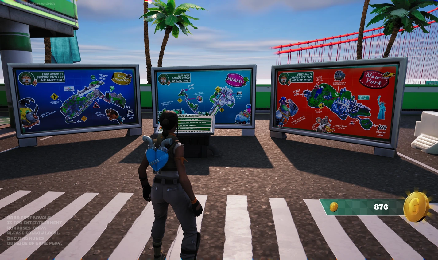 Road Test Royale route selection screens